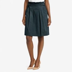 NWT BCBGMaxAzria Career Skirt Black High Rise Cotton Pleated Modest Work Size 8
